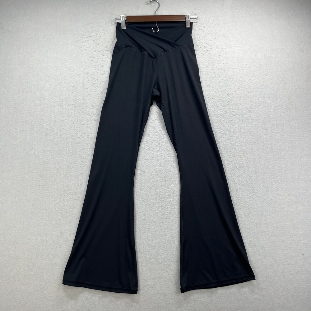 Sunzel Flare Leggings Womens Small Black Crossover Waist Yoga Pants Athleisure